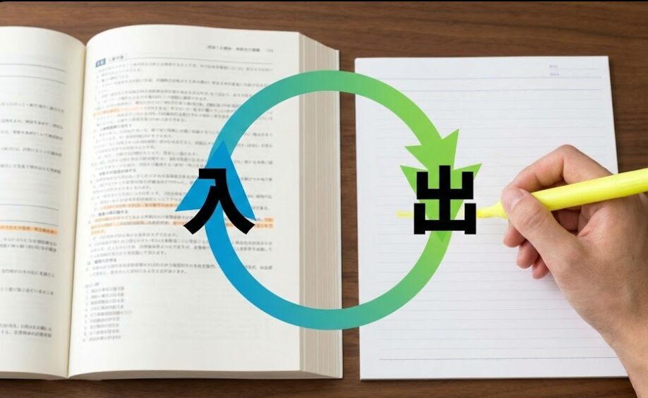 テキストでのインプットと過去問でのアウトプットを交互に行うサンドイッチ学習法のイメージ