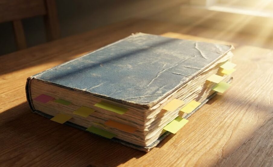 使い込まれてボロボロになった介護福祉士の過去問題集と合格への努力の証