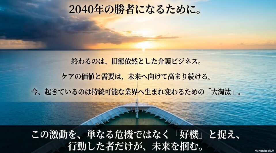 業界の激動を好機と捉え、行動した者だけが未来を掴むという2040年に向けたメッセージ