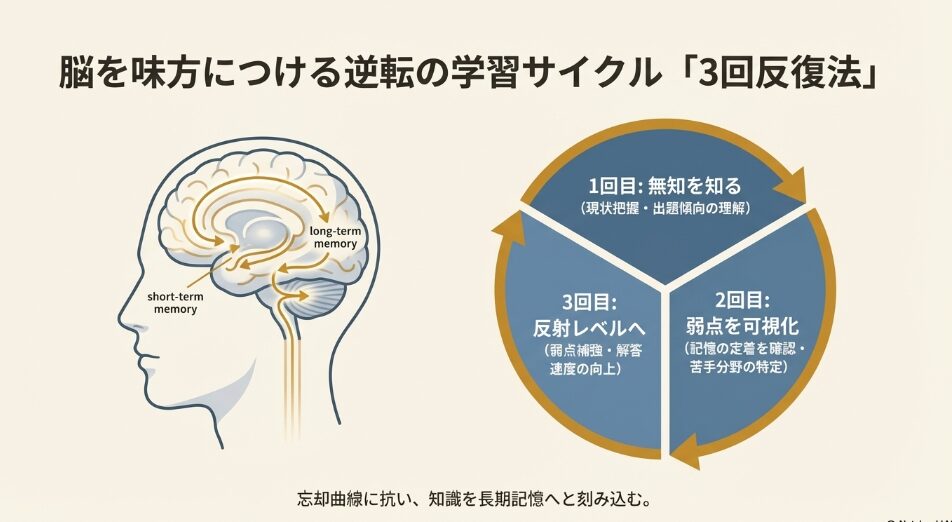 脳を味方につける逆転の学習サイクル「3回反復法」。短期記憶を長期記憶へ定着させる仕組み