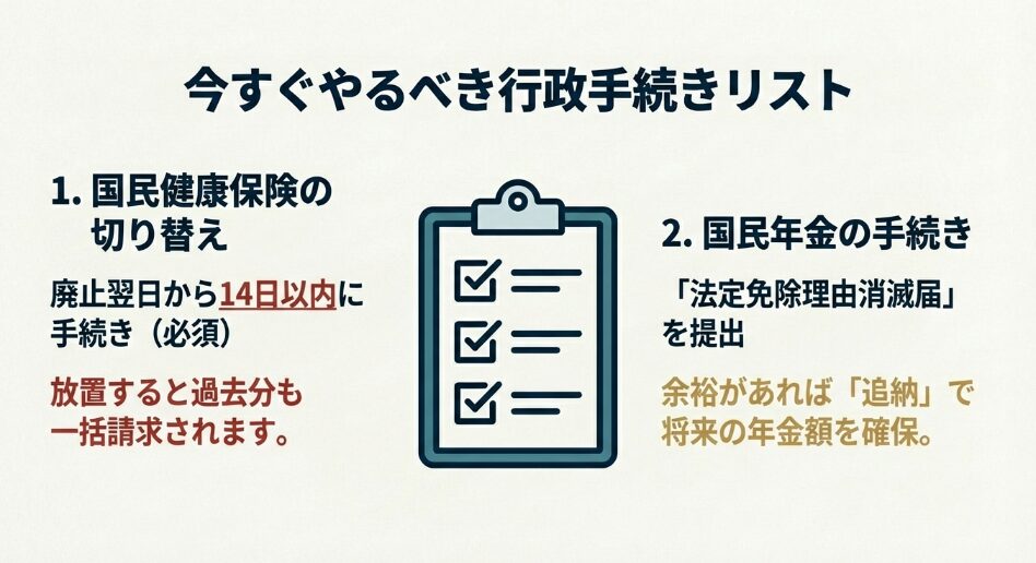 生活保護廃止後14日以内に行うべき国民健康保険の切り替えと国民年金の手続きチェックリスト