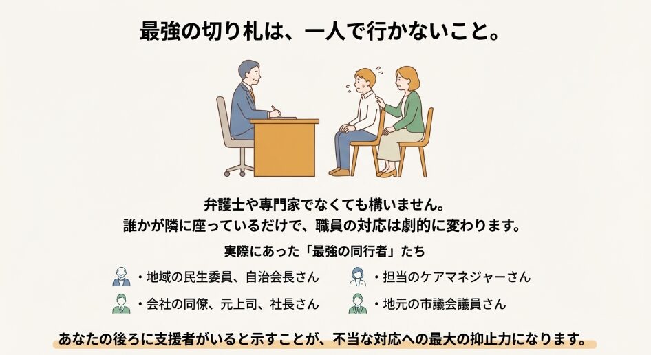 生活保護申請時に同行者がいることで窓口対応が変わる効果と支援者の例