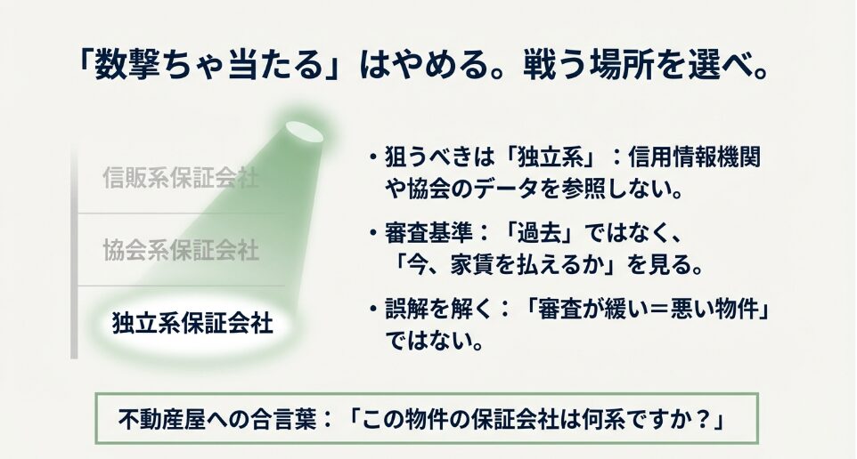 審査の緩い独立系保証会社に絞り込む部屋探し戦略