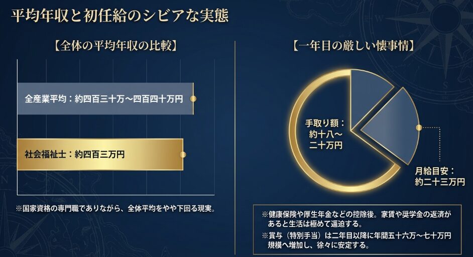 社会福祉士の平均年収約403万円と初任給の手取り額のシビアな実態