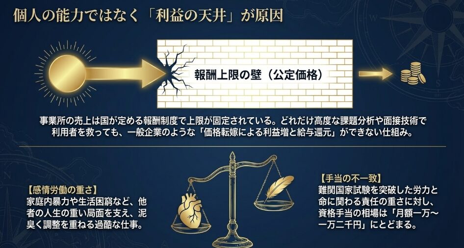 給与が上がらない理由は個人の能力ではなく公定価格による利益の天井と感情労働の重さ