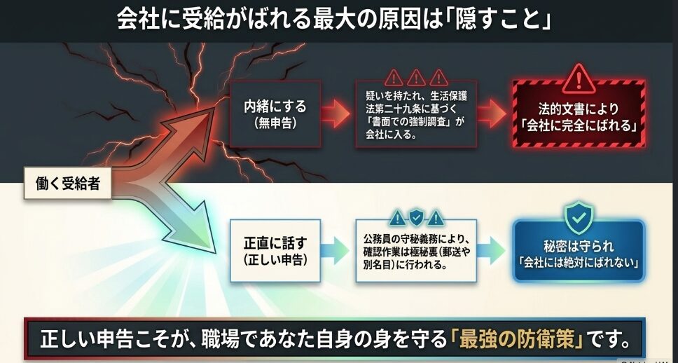 会社に生活保護受給がばれる原因は無申告による29条の強制調査であることの比較解説