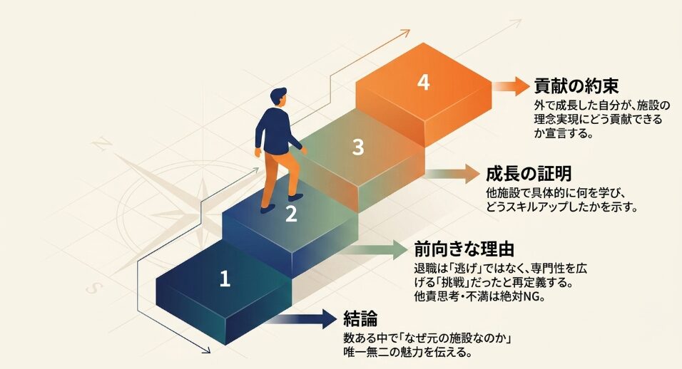 採用担当者を納得させる出戻り転職の志望動機作成4ステップ